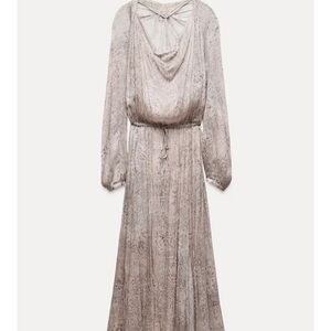 Zara Long Sleeve Patterned Gray Dress